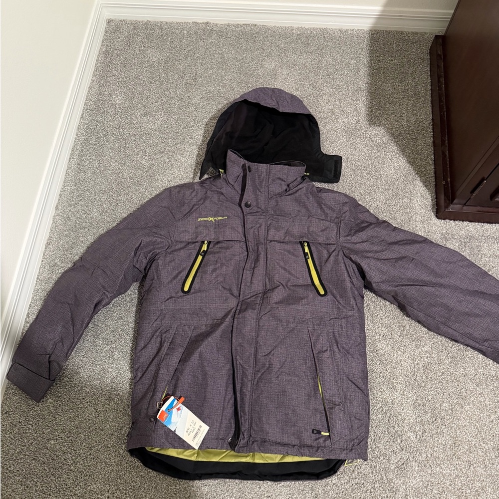 ZeroXposur Teen Hooded Jacket with Yellow Zippers - Snowboard/Ski Jacket